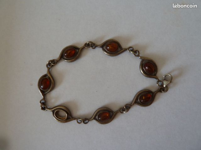 Bracelet argent et ambre avec fermoir (image 6)