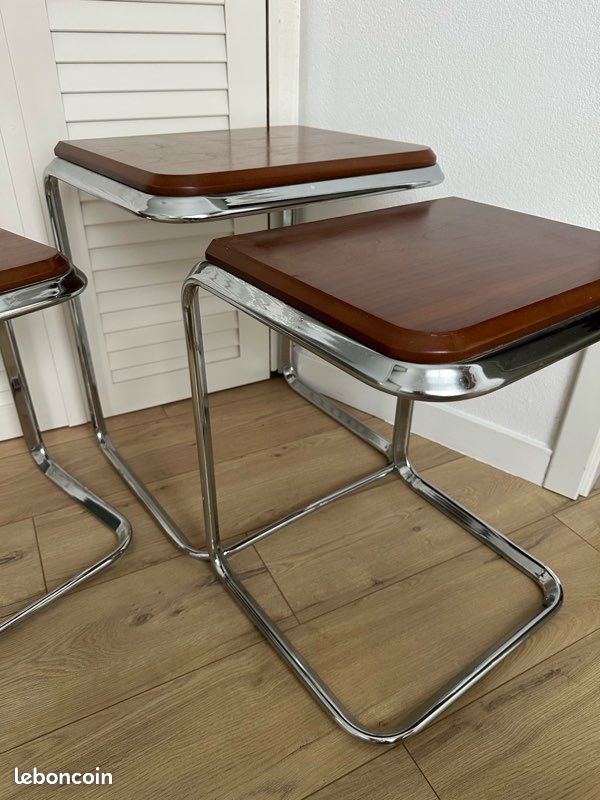 Lot de 3 Tables Gigognes Vintage – Style Bauhaus / Années 70 (image 10)