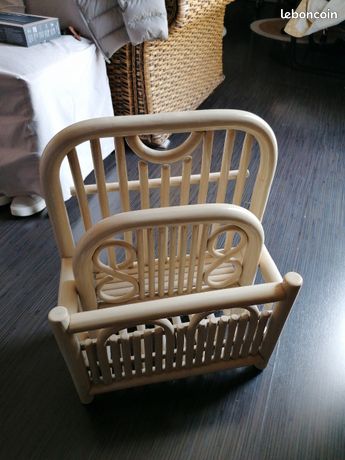Porte-revue Vintage Années 60/70 - Métal Doré Et Bambou, Style Rétro