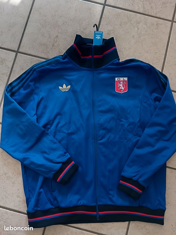 Veste De Survêtement Adidas Olympique Lyonnais (OL) - Taille L, Bleu, Occasion En Parfait état