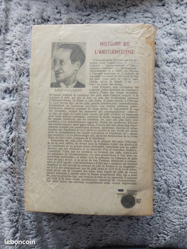 Histoire de l'antisémitisme, du Christ aux Juifs de Cour, de Léon POLIAKOV, éditions Calmann Lévy, 1955 (image 4)