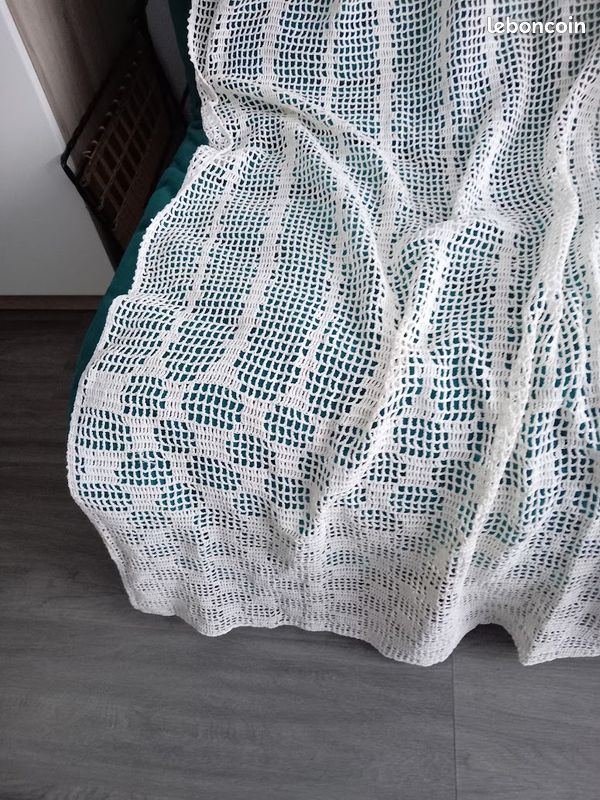 Rideau maille crochet fait main coton écru (image 3)