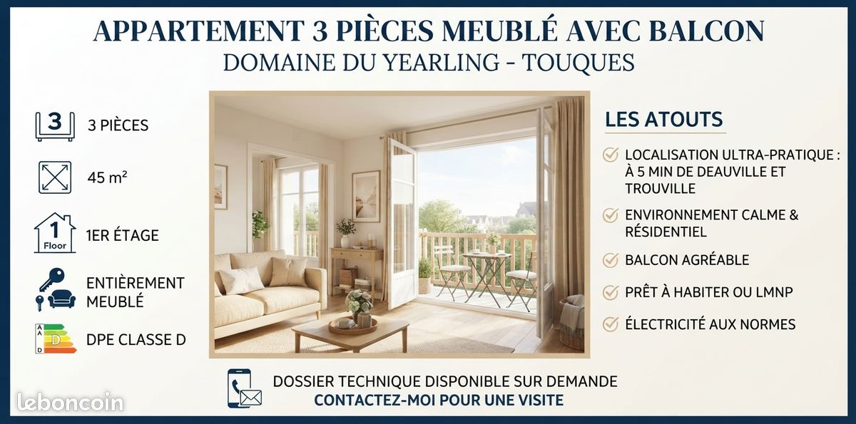 Appartement 3 pièces 45 m² · à Touques · 45 m² · 180 000 €