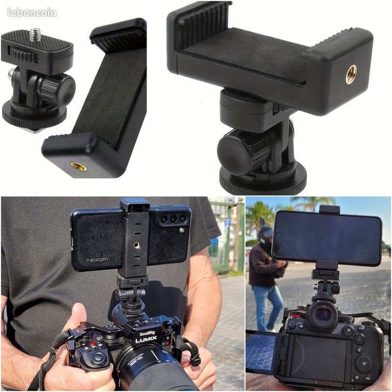 📸 1 Support de téléphone universel et 1 adaptateur griffe flash pour appareil photo – Neufs (image 3)