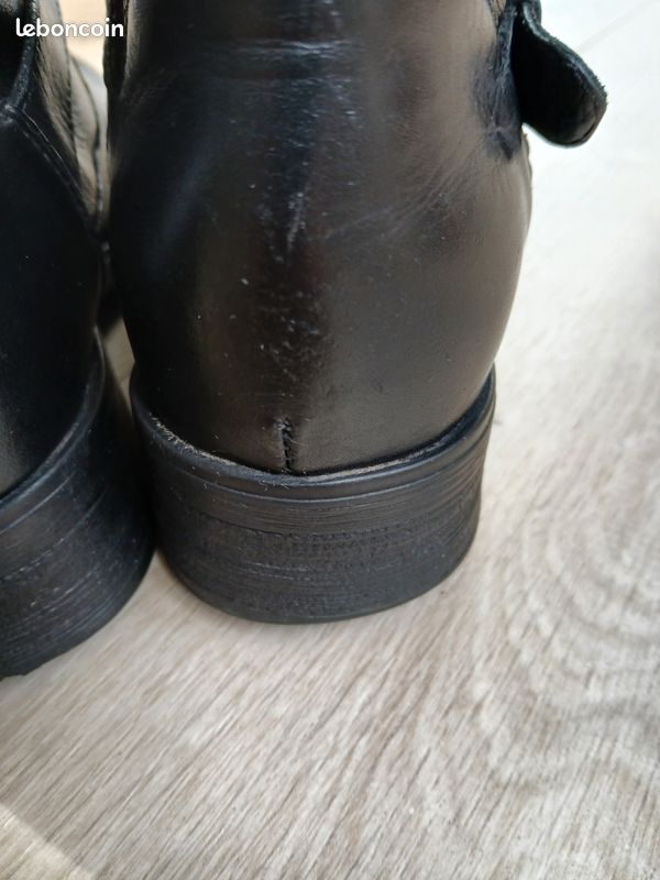 Bottines Minelli En Croûte De Cuir Noir – Talons Hauts, Taille 41, Doublure Cuir, Occasion TTB