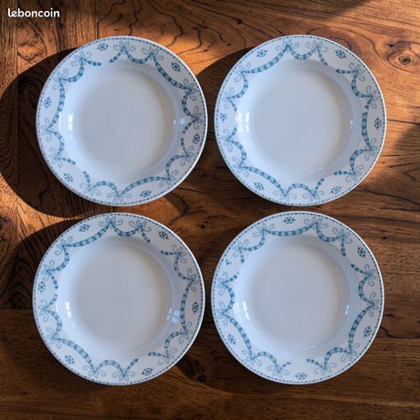 ENSEMBLE DE 3 assiettes à Dîner anciennes, Sarreguemines, Octogonal