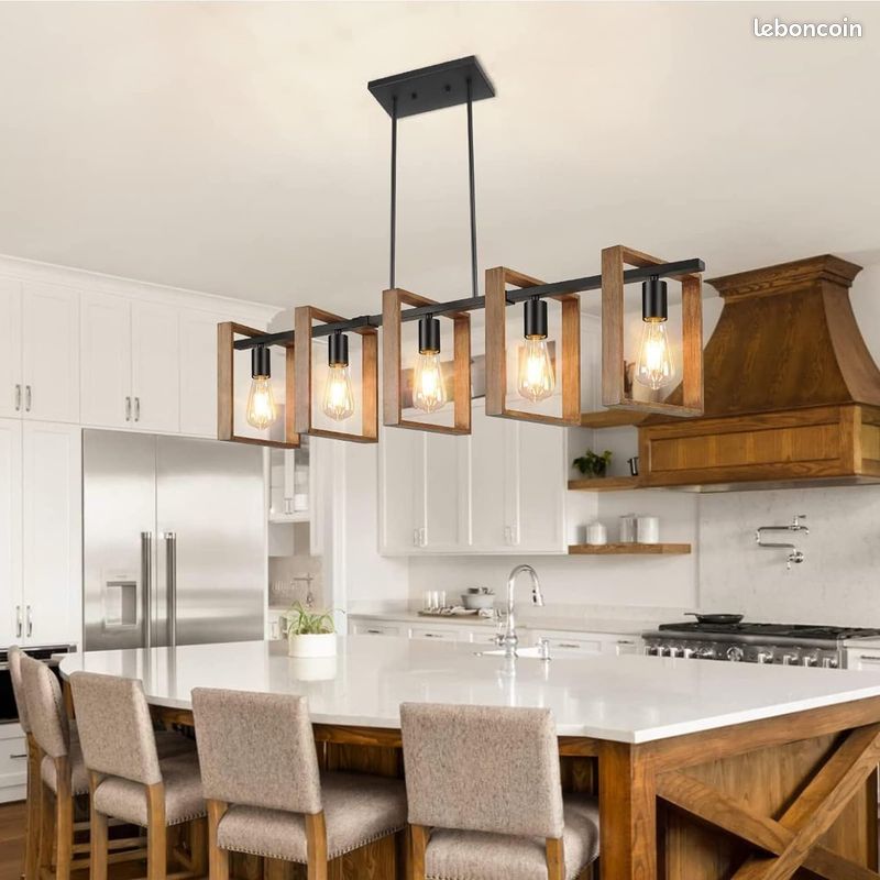 Éclairage D'Îlot De Cuisine Moderne, 5 Lumières 105cm De Hauteur Réglable Pour Salle À Manger, Lustr (image 16)