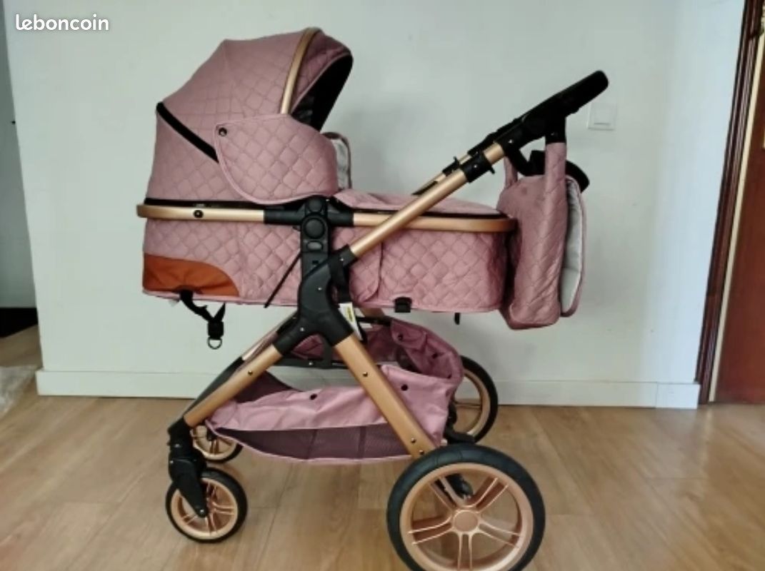 Poussette 3 en 1 rose neuve (image 4)