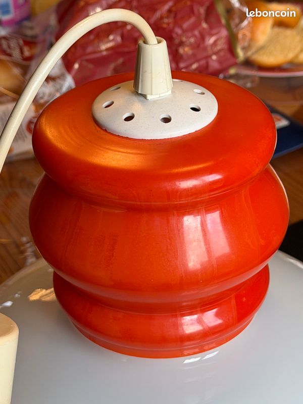 Lustre en opaline blanc et orange vintage (image 13)