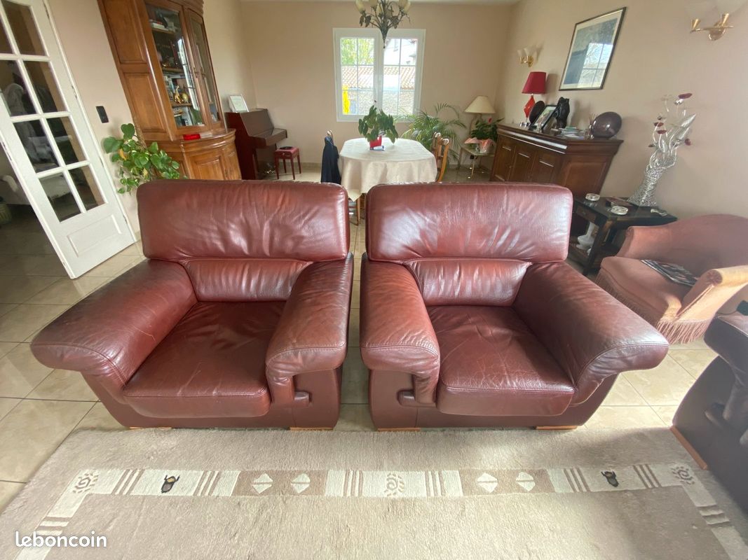 Salon cuir buffle marron (image 3)