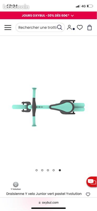 Draisienne Y velo Junior vert pastel Yvolution Vélos
