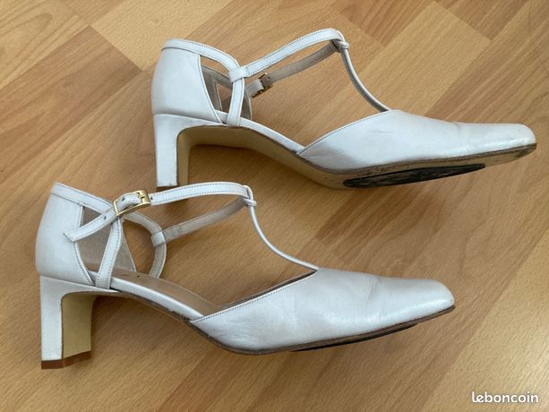 Escarpins Heyraud Cuir Noir Talons Compensés - Taille 38, état Très Propre
