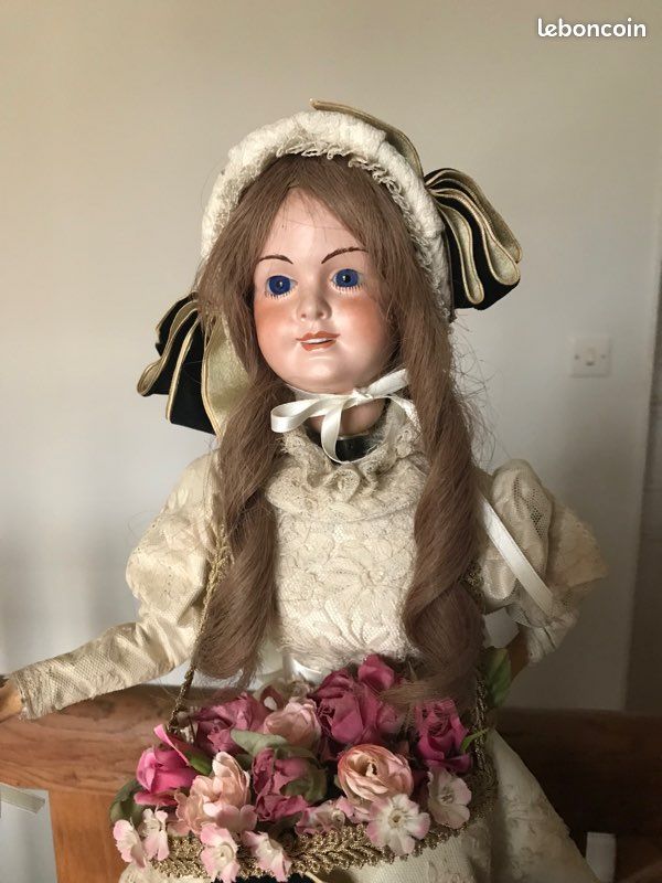 Poupée Ancienne Automate écolière – Porcelaine – 37 Cm – Occasion