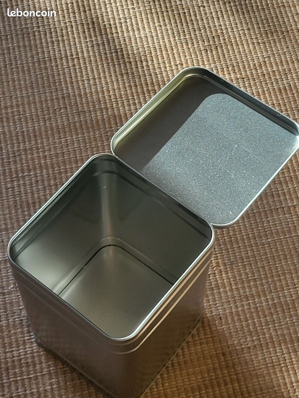Boîte métallique argentée, carrée avec couvercle - thé, herbes (image 4)