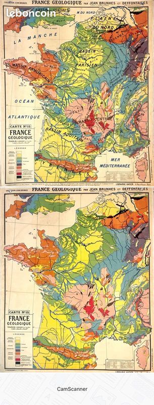 Carte scolaire France Géologique recto/verso par Jean Brunhes (image 1)