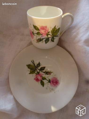 Tasses à café Limoges décor de roses - ané83 (image 1)