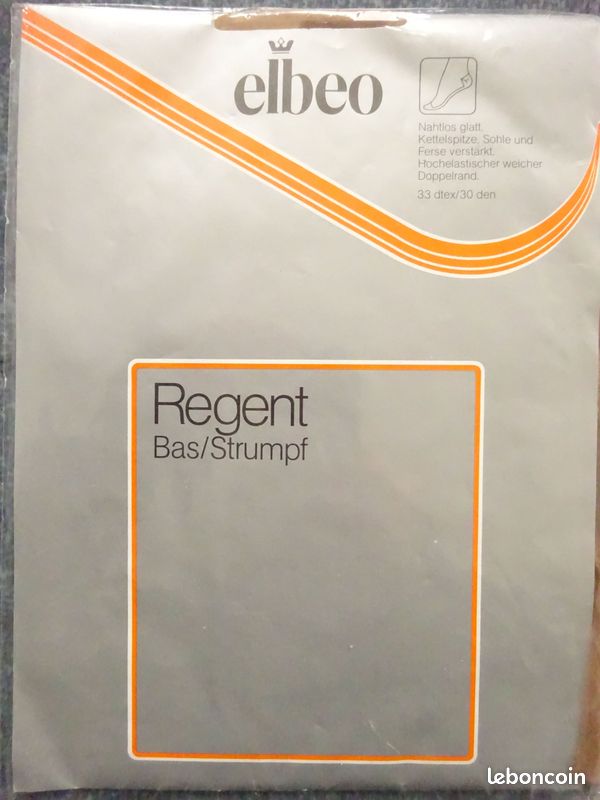Bas nylon vintage voile fin "Elbeo" Taille 2 ou L/40 (image 5)