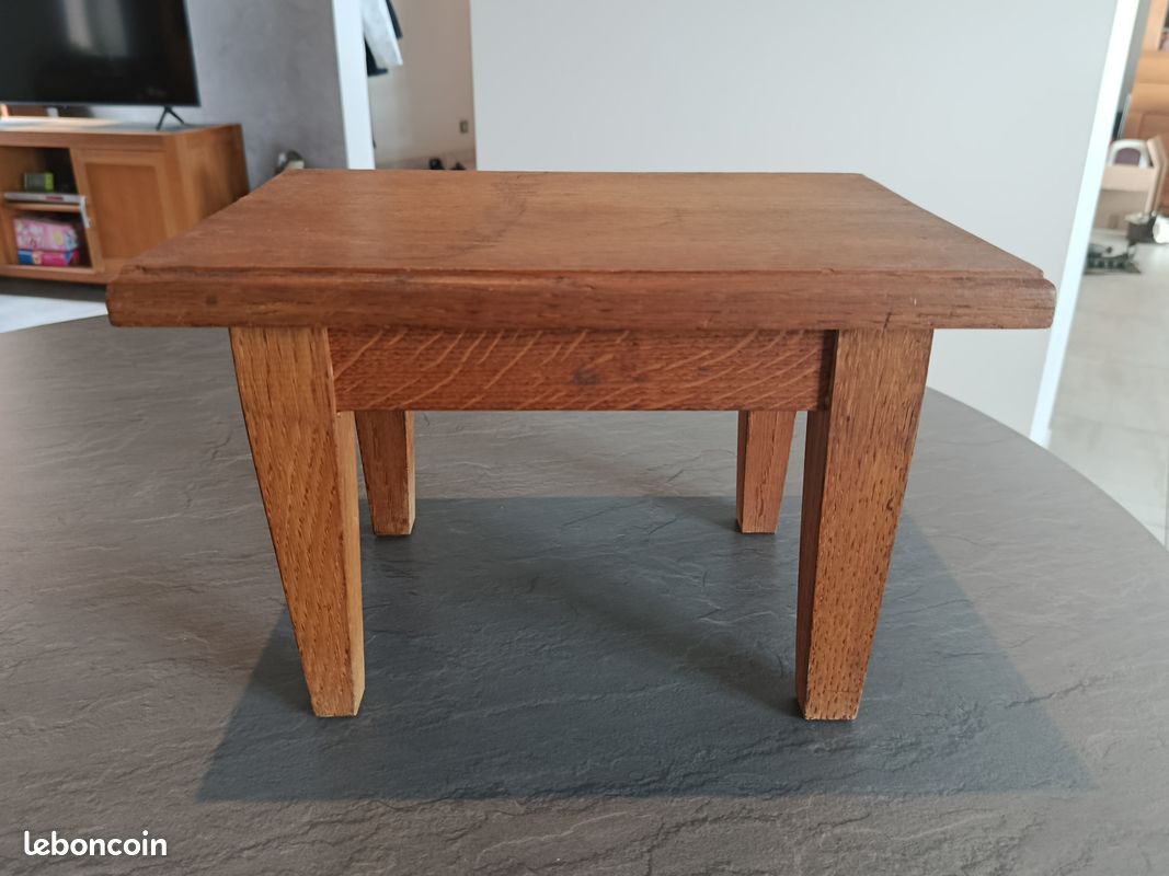 Ancien Superbe Grand Tabouret Marchepied en Bois Massif (image 2)
