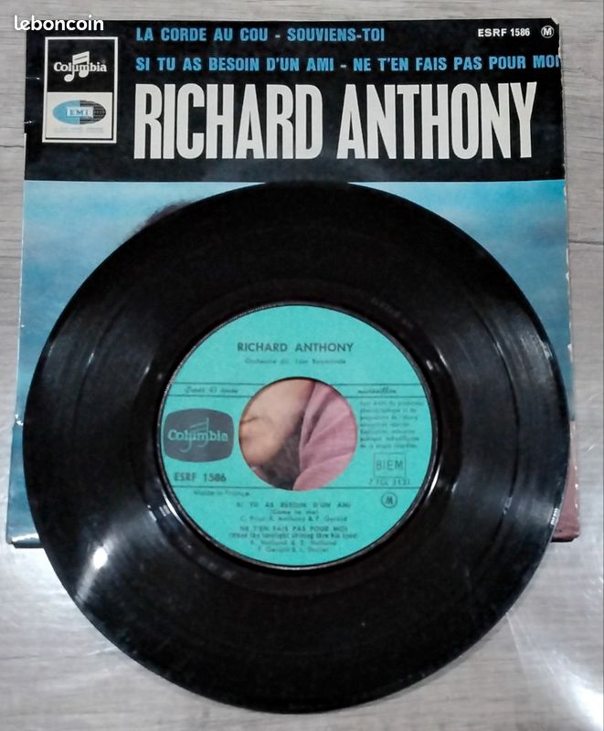 Vinyle 45 Tours 4 titres Richard Anthony La corde au cou (image 3)