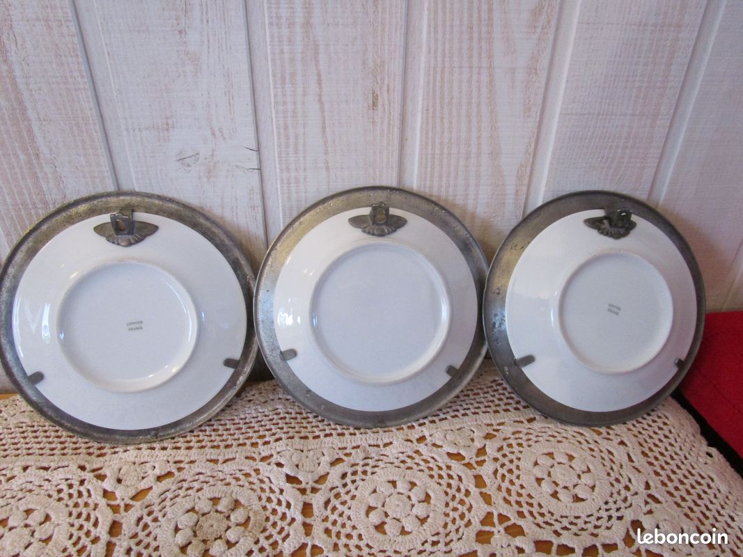 Petites assiette décorative murale en porcelaine cadre en étain entourée (image 5)