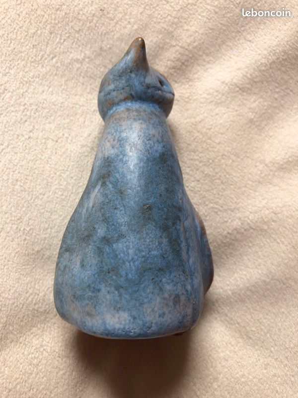Chat bleu en céramique TBE (image 3)