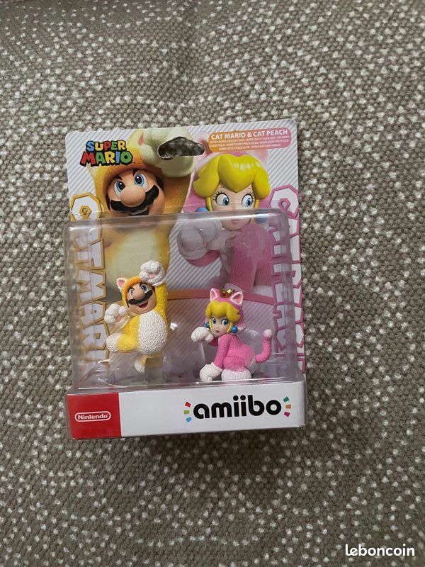 Pack 2 Nintendo Amiibo Mario Chat (Cat Mario) et Peach Chat (Cat Peach), sous blister [NEUVES] (image 1)