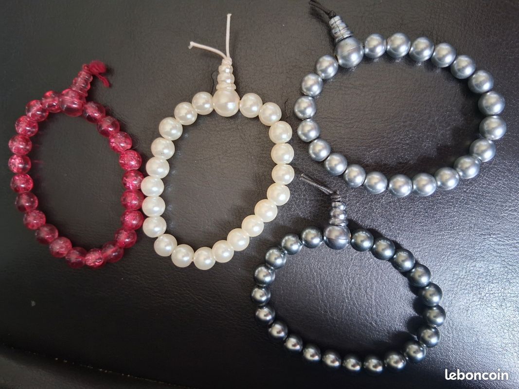 Lot de 4 Bracelets– Verre Craquelé et Perles Nacrées (image 2)