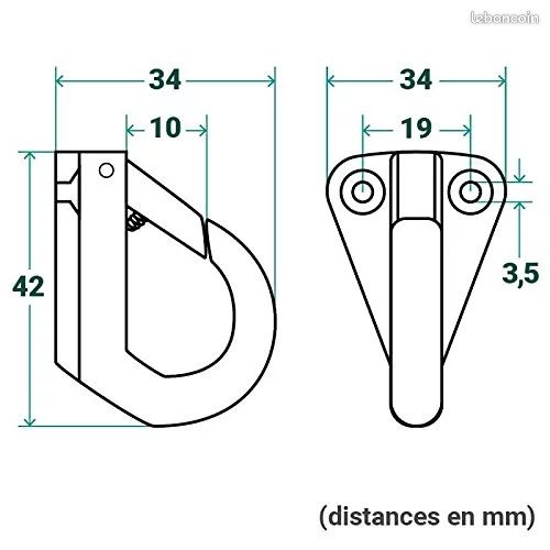 Mousqueton sur platine inox (image 6)