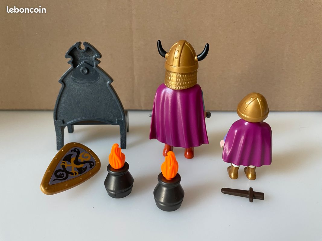 Figurine Playmobil Chef Viking, Gaulois, Romain Ou Grec - Pièce D'occasion - Univers Nordistes