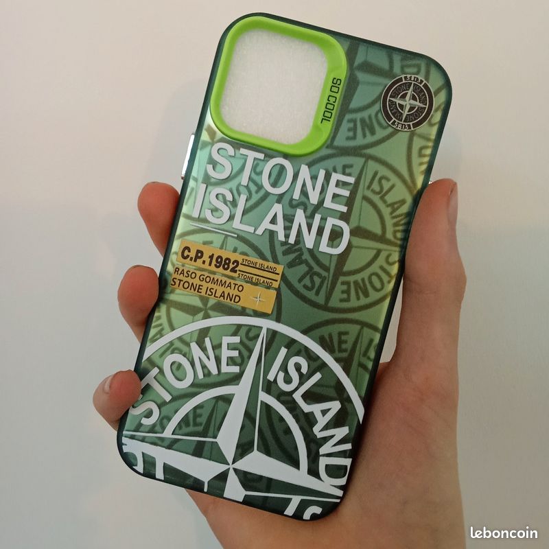 Coque IPhone Style Stone Island - Vert - Compatible 12, 13, 14, 15, 16 - Avec Verre Trempé Offert