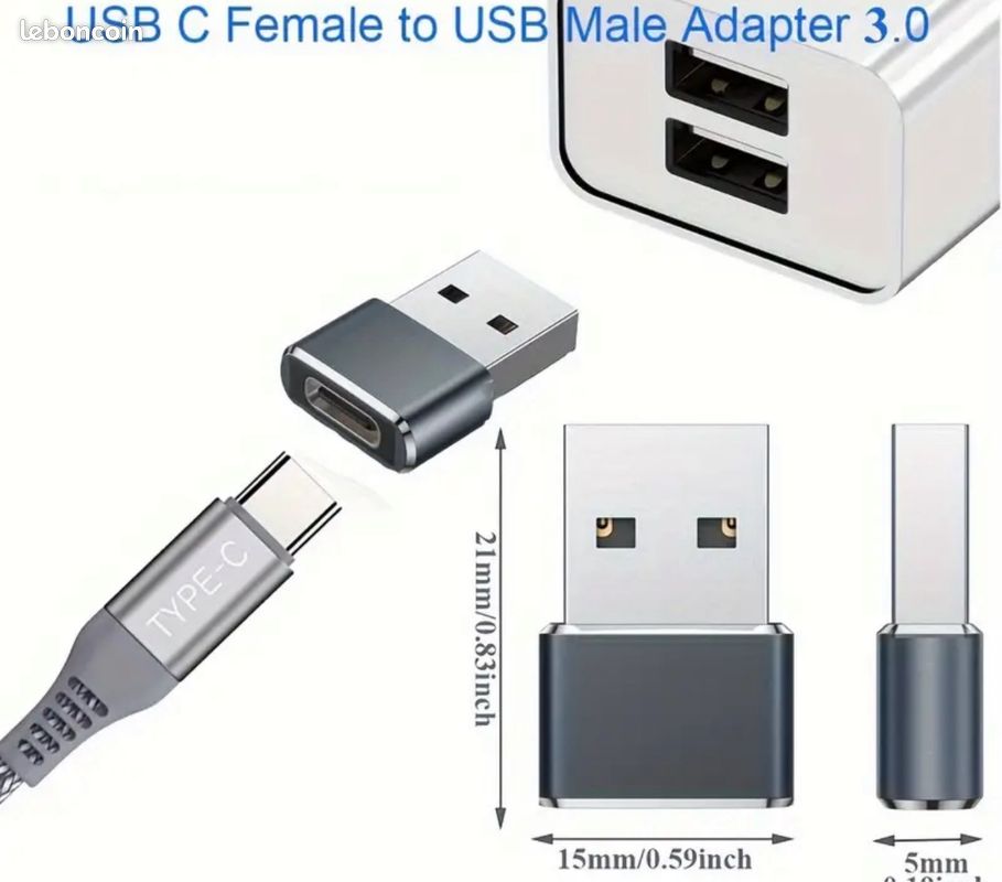 Adaptateur USB vers UDB-C neuf (image 1)
