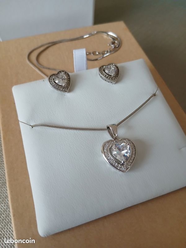 Parure Bijoux Femme Argent 925 - Collier & Boucles D'oreilles, Neuf Avec étiquettes