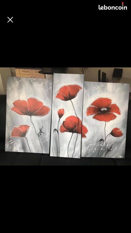 Cadre triptyque coquelicots (image 1)