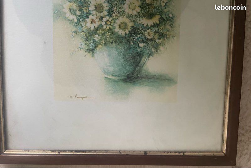 Reproduction encadrée bouquet de fleurs style vintage - 26,5 x 32,5 cm (image 7)