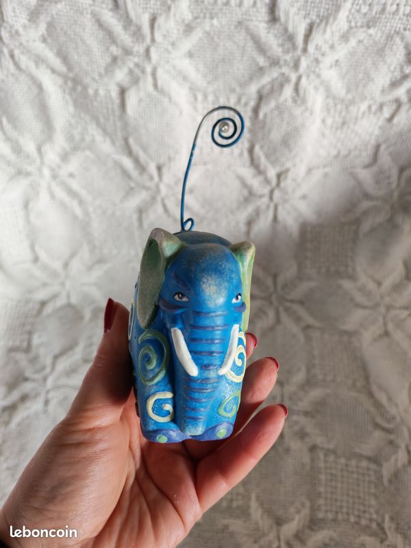 Elephant bleu en biscuit porte-photo (image 4)