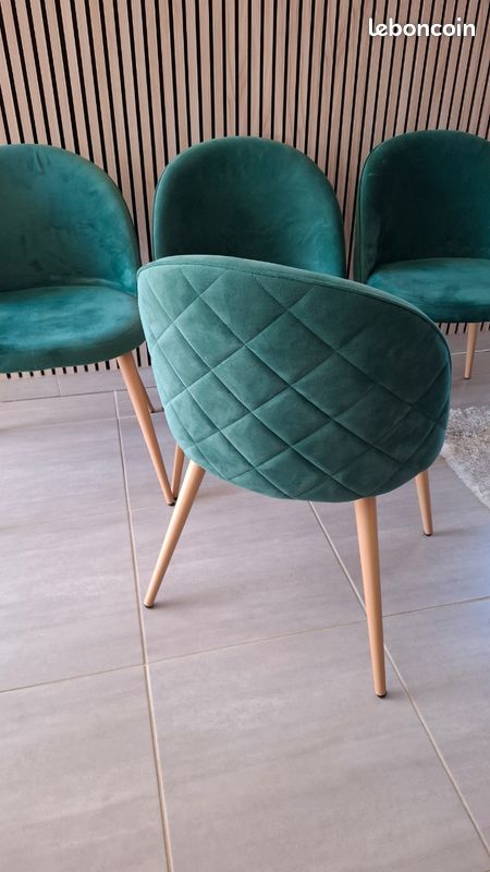 Chaises velours vertes x4 (image 3)