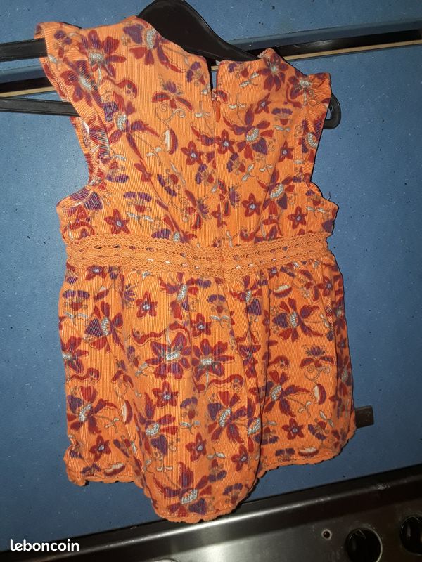 Robe orange à fleurs 12 mois okaou(ap) (image 2)