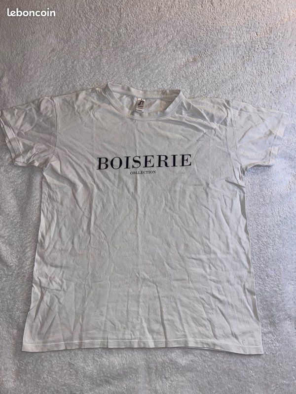 T-shirt homme blanc avec écriture boiserie collection (image 1)
