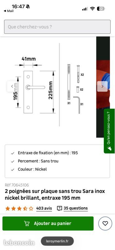 Poignée sur plaque (image 6)
