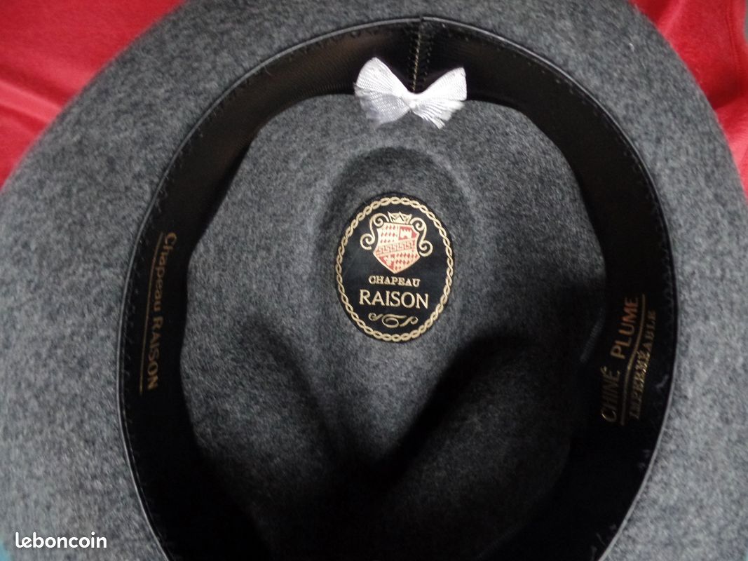 Chapeau Femme Vintage En Feutre De Laine Gris - Taille 57, Style Bogart, Fabriqué En France