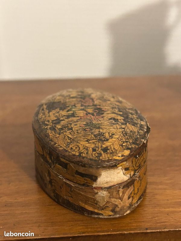 Boite en marqueterie de paille très ancienne 18ème siècle (image 4)