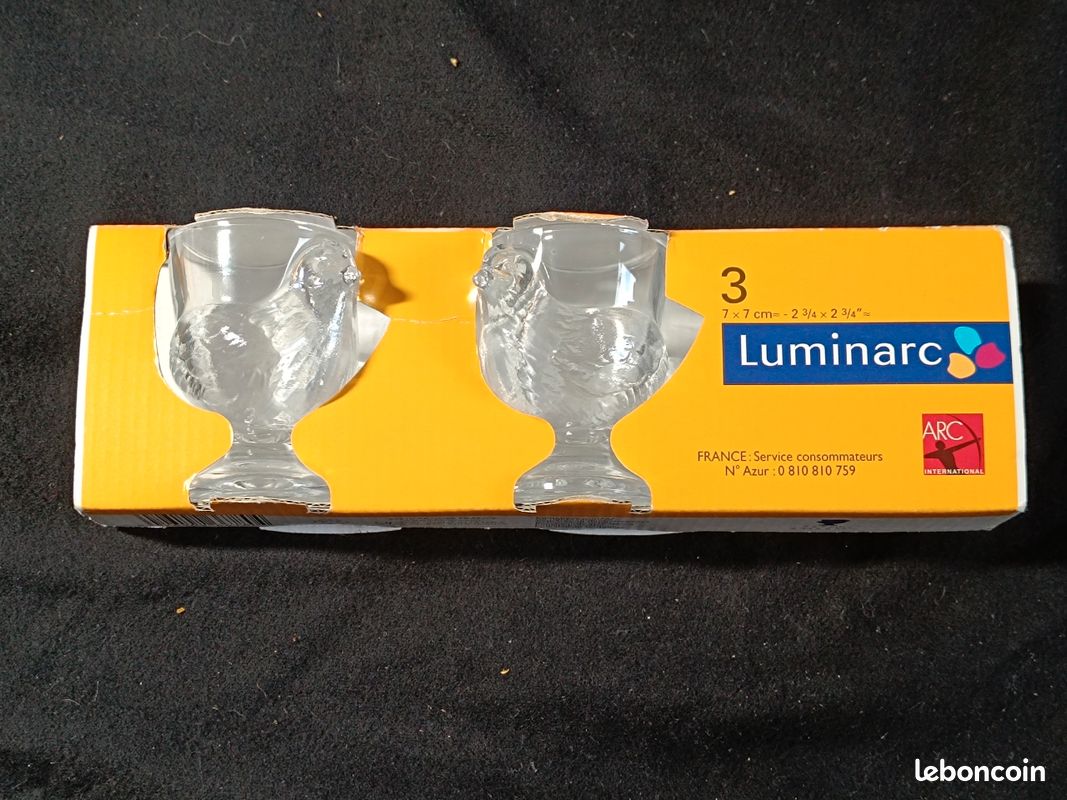 Lot De 6 Coquetiers Poule En Cristal D'Arques Luminarc - France Années 70
