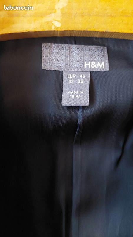 Veste homme H&M en coton noir avec rayures taille 46 (image 3)