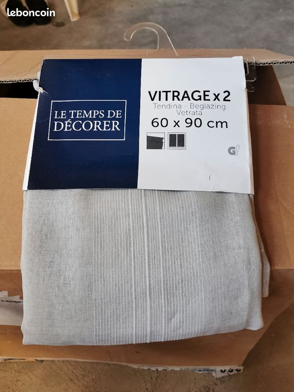 2 voilages/rideaux gris neuf (image 1)