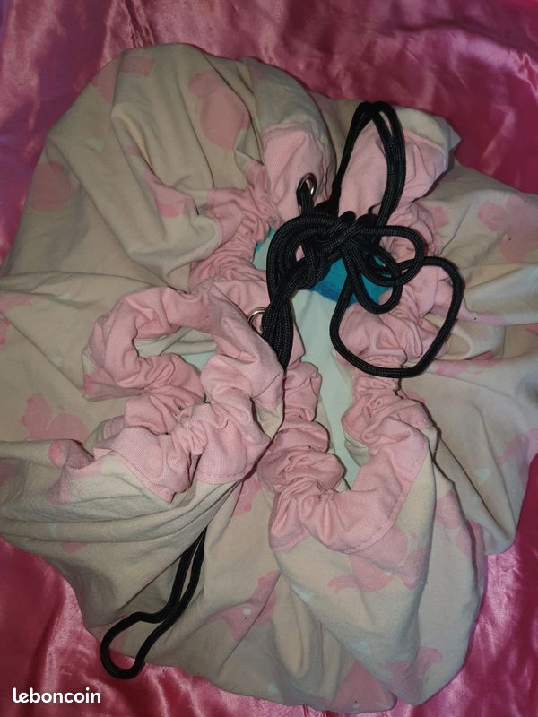 Sac à jouets tissu rose avec éléphants (image 1)
