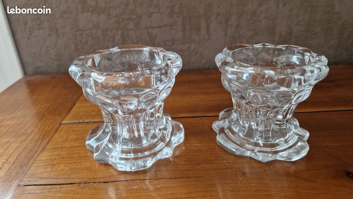 Bougeoirs en cristal d'Arques anciens | Ma Cabane Vintage