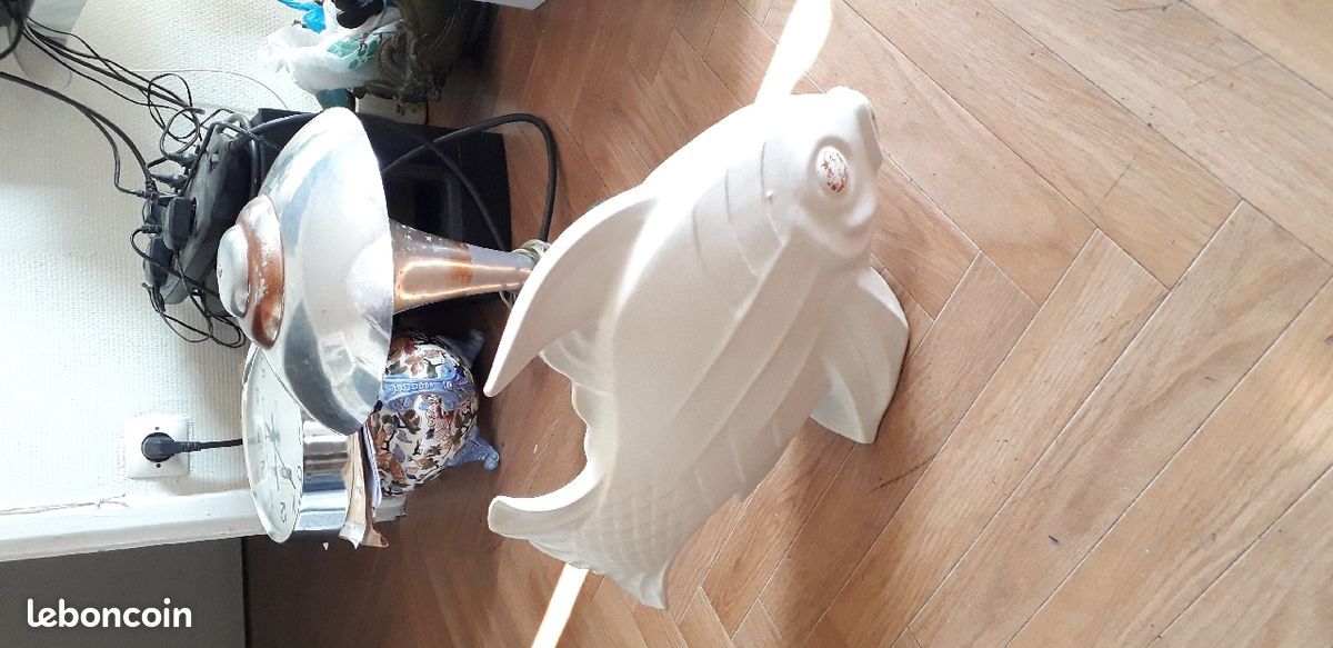 Sculpture poisson en céramique craquelé Lejan année 1950 (image 1)