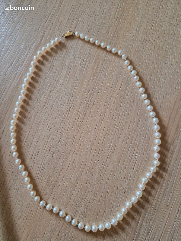 Collier De Perles Fin Sur Fil - Belle Facture - Occasion - Blanc - Sans Marque