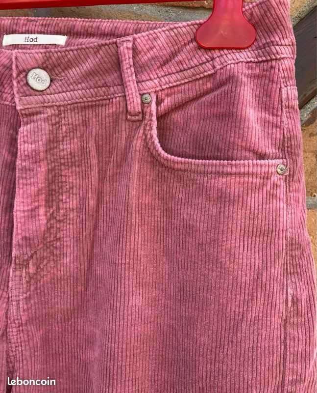 Pantalon à la coupe décontracté, en velours côtelé, vieux rose côtelé, Hod Paris, 27 US = 37 FR grand (image 9)