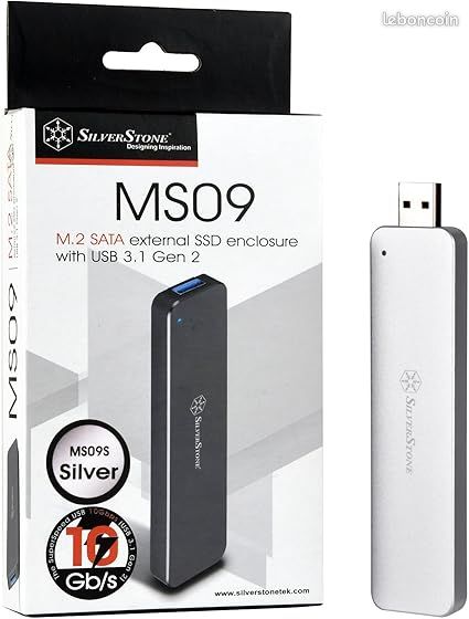 Boîtier externe disque dur M.2 SATA SSD SilverStone SST-MS09S - USB 3.1 Gen 2 (image 6)